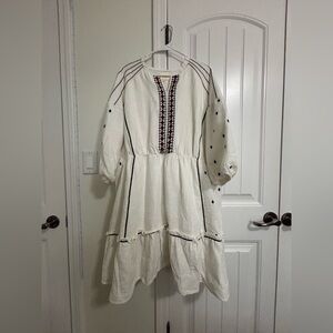 White Embroidered Boho Dress